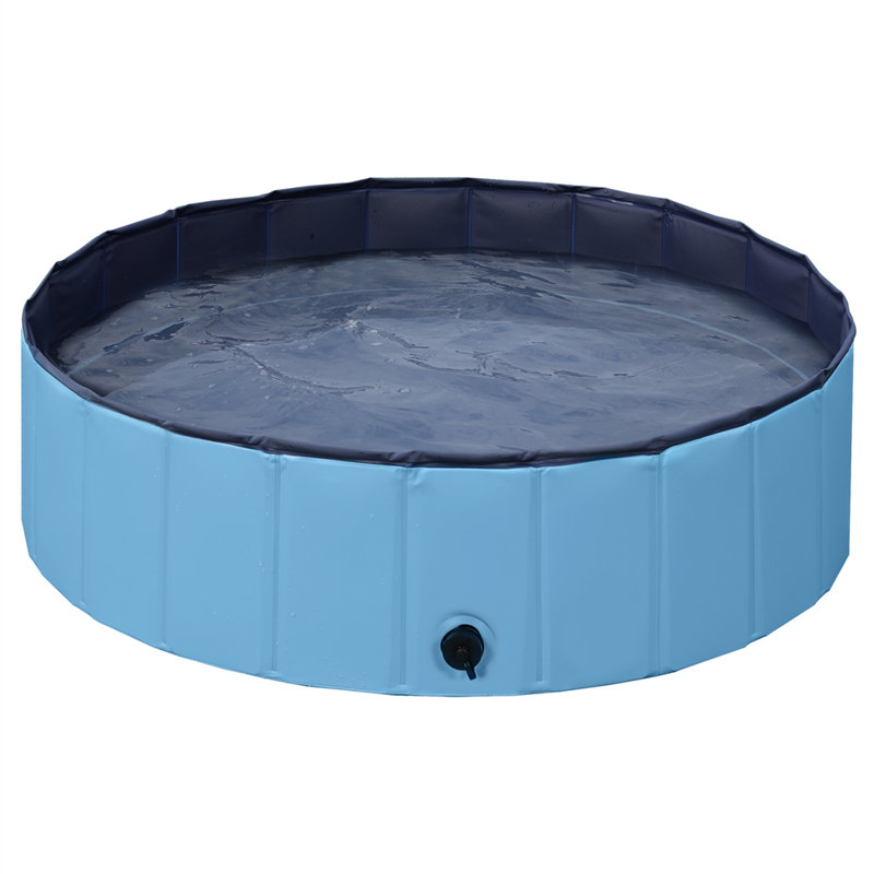 Size Foldable Pet Pool with Repair Patches, Blue, 30cm H x 120cm W x 120cm D