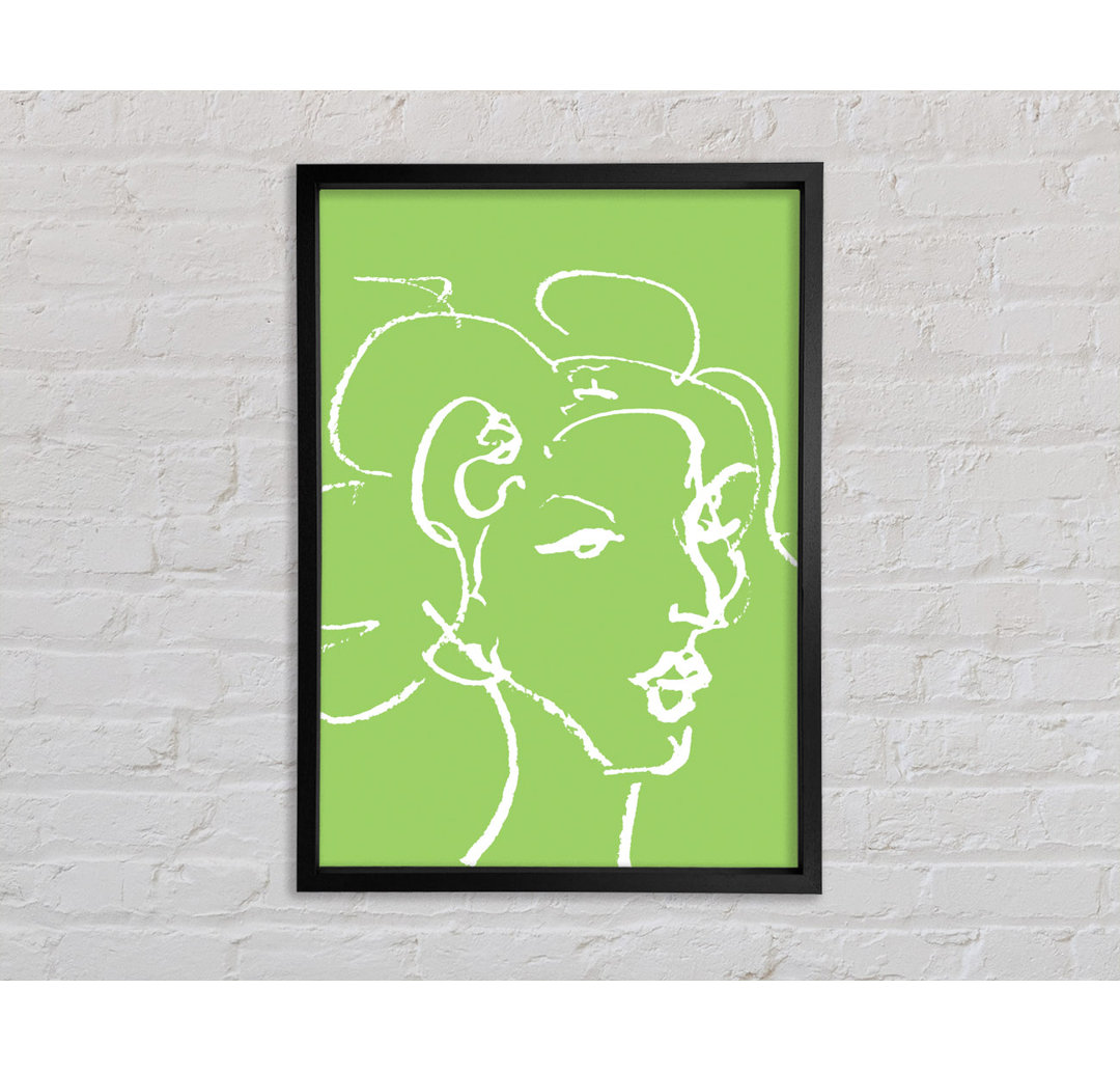 Pretty Lady Sketch Lime - Einzelner Bilderrahmen Kunstdrucke auf Leinwand