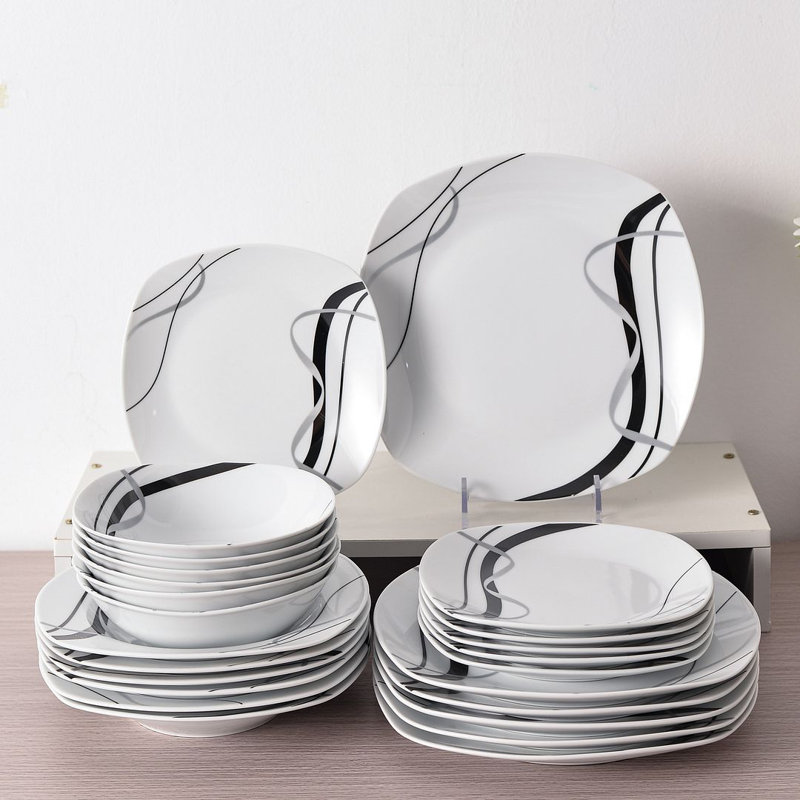 Deno 24-Piece Porcelain Dinnerware Set, Service For 6
