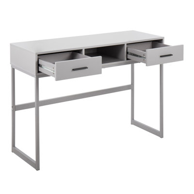Console contemporaine en métal gris et bois gris | Idée de cadeau