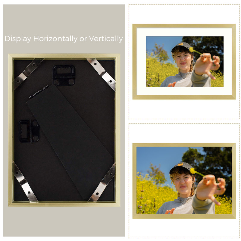 Drennon Metal Picture Frame, Gold, 5" x 7" Matted to 4" x 6"