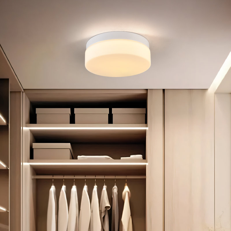 LED Flush Mount Ceiling Light with Glass, White
