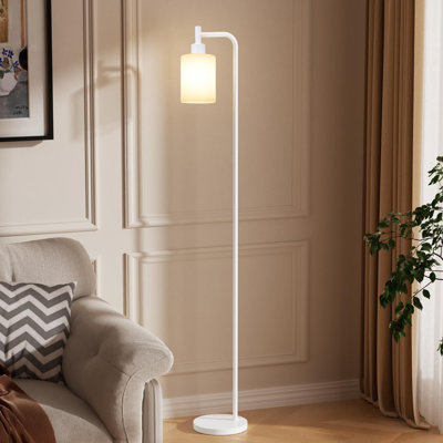 Floor Lamps For Living Room - Industrial Standing Lamp With Glass Shade, Modern Floor Lamp With Led Bulbs