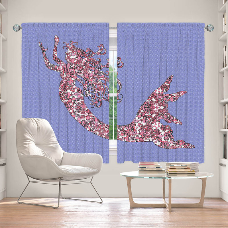 Paire de rideaux obscurcissant en polyester Rossy, L 40 po x L 52 po, Rose / pervenche
