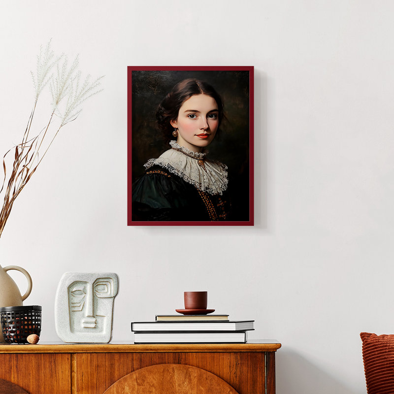 Série CXCV WOMEN - reproduction encadrée de qualité supérieure - prête à être accrochée - aucun clou requis, Cadre rouge
