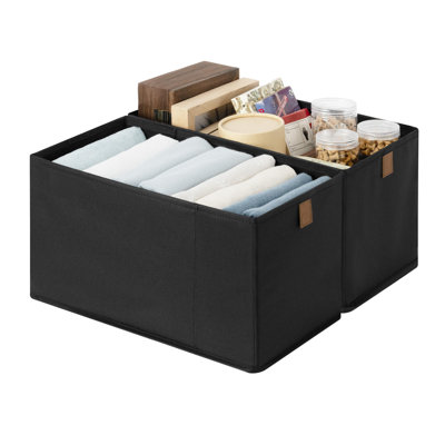 Fabric Storage Bins with Handles, Slim Foldable Baskets for Living Room, Bedroom, Kids' Room, Laundry Room