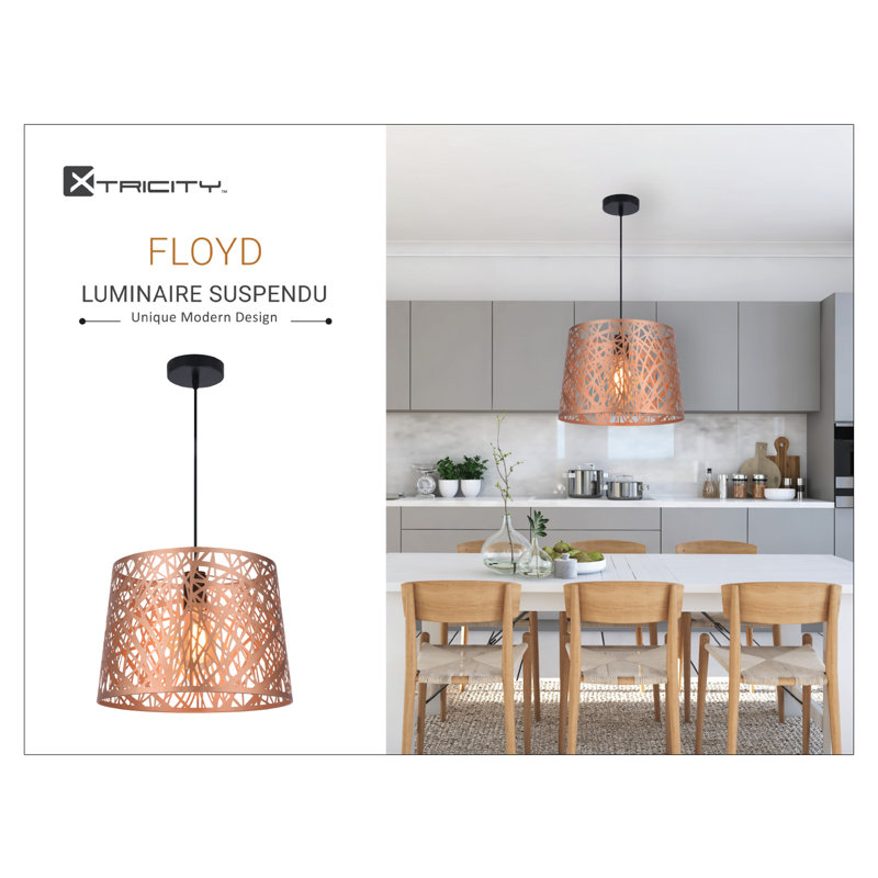 Luminaire suspendu cylindrique à 1 lumière Floyd