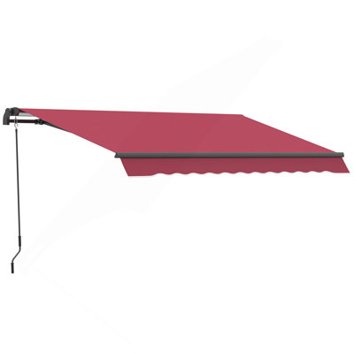 Outsunny 12' X 8' Retractable Awning Patio Awnings Sun Shade Shelter With Manual Crank Handle, 280G/M² UV & Water-Resistant Fabric And Aluminum Frame For Deck, Balcony, Yard