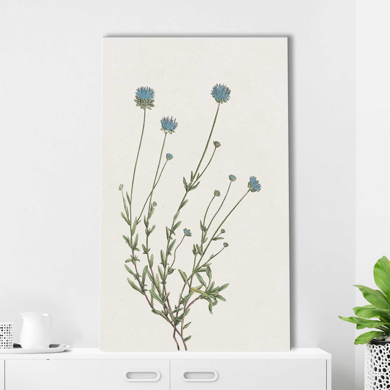 «Blue Wispy I» par Kelly Donovan - Peinture, L 18 po x H 30 po, Toile tendue