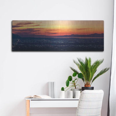  «Salt Lake City Valley Sunset Panorama» par Epic Portfolio, art mural en métal, 48 po x 16 po