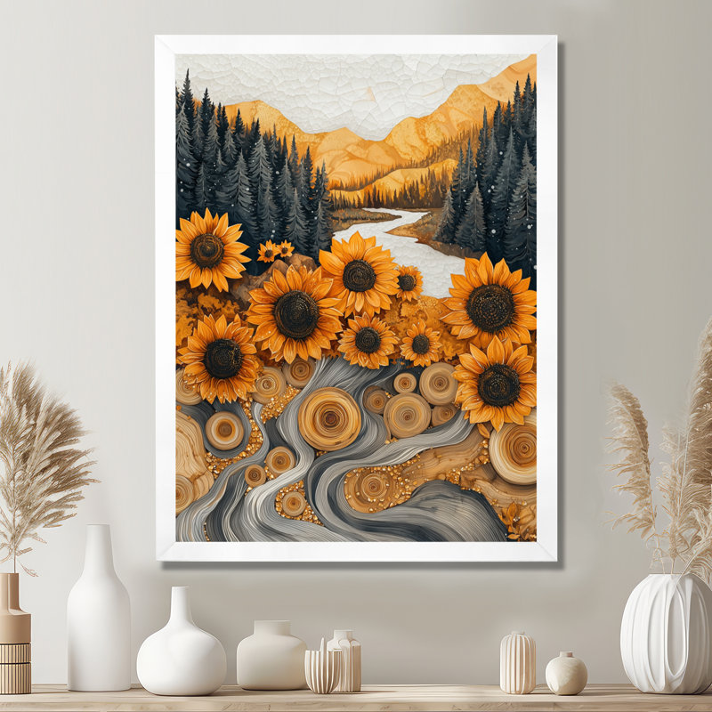 Drae - Art mural floral, H 20 po x l 12 po, Reproduction encadrée d'une seule photo, Blanc