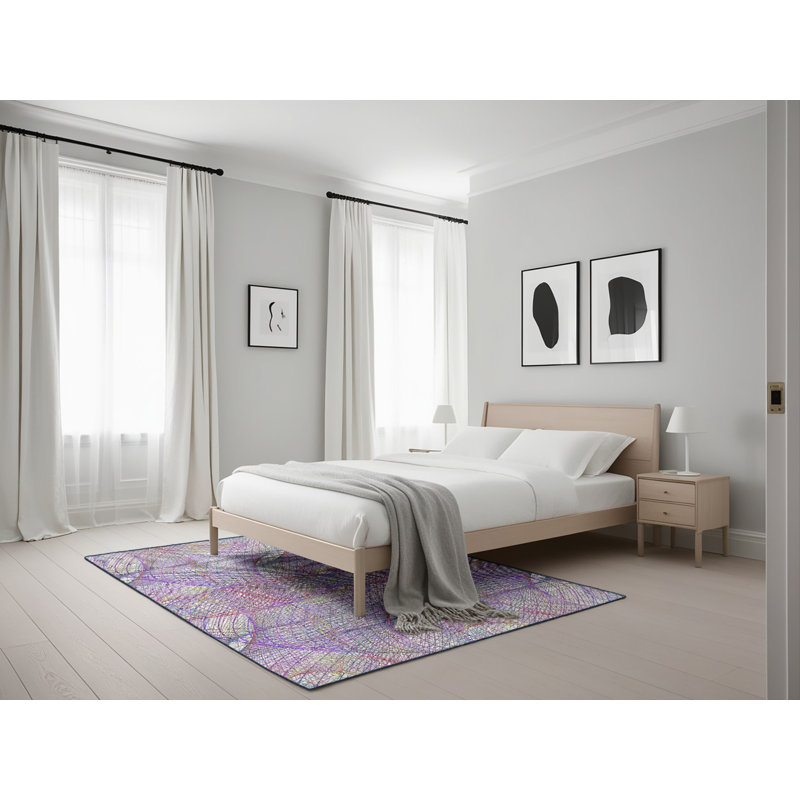 Tapis mauve / blanc Tern, Rectangle 5 pi x 7 pi
