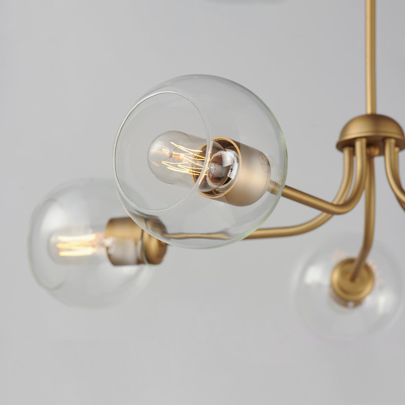 Mirianne 5 - Light Steel Dimmable Classic / Traditional Chandelier, Natural Aged Brass