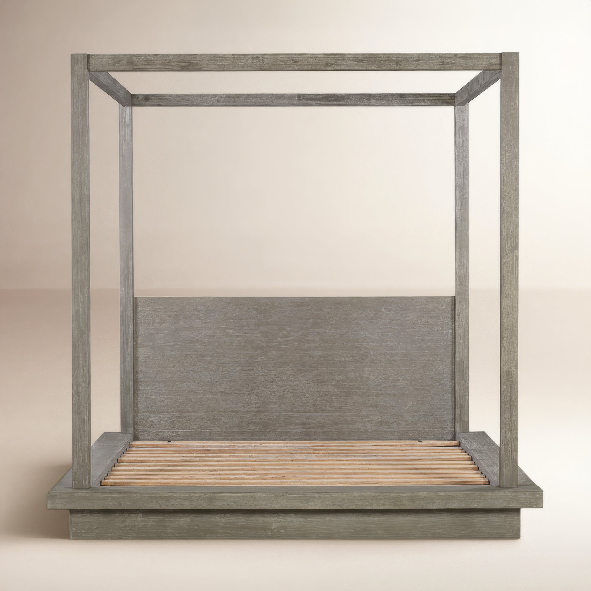 Monae Solid Wood Panel Bed, Queen
