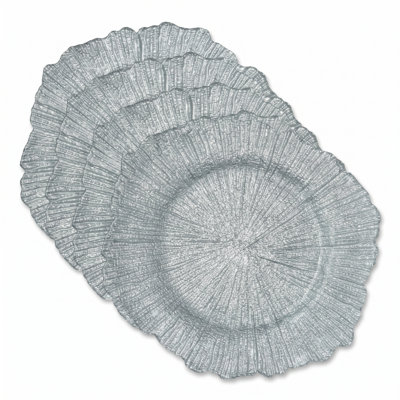 Set of 4 Silver Sea Sponge Chargers