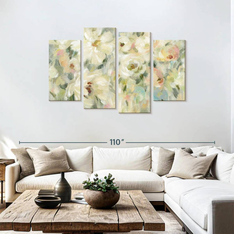 Avery expressif floral pâle, H 48 po x l 75 po