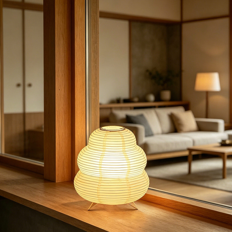 Petite lampe de table en papier avec 3 modes de couleur, abat-jour en papier de riz fabriqué à la main, installation facile sans outil, pour table basse, table de chevet, jolie lampe de chevet