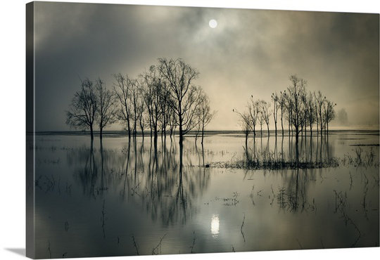 Lac Straub par Joanne Flj - reproduction de photo sur bois, H 12 po x l 18 po x P 1,5 po, Toile