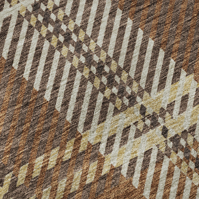 Premium Machine Washable Prisco Chocolate Rug, Rectangle 1'8" x 2'6"