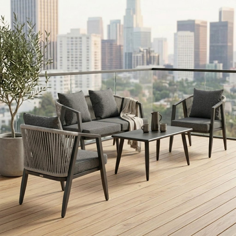 Casual Comfort Modern Patio Multi-Person Table and Chair Set, Green
