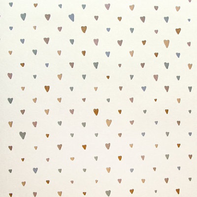 Great Kids Collection Smooth Glitter Colored Hearts Wallpaper Roll