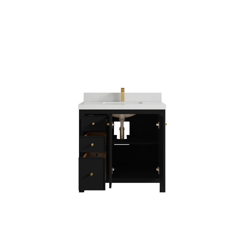 Ensemble de meuble-lavabo simple 36 po Chicago, Quartz de Carrare