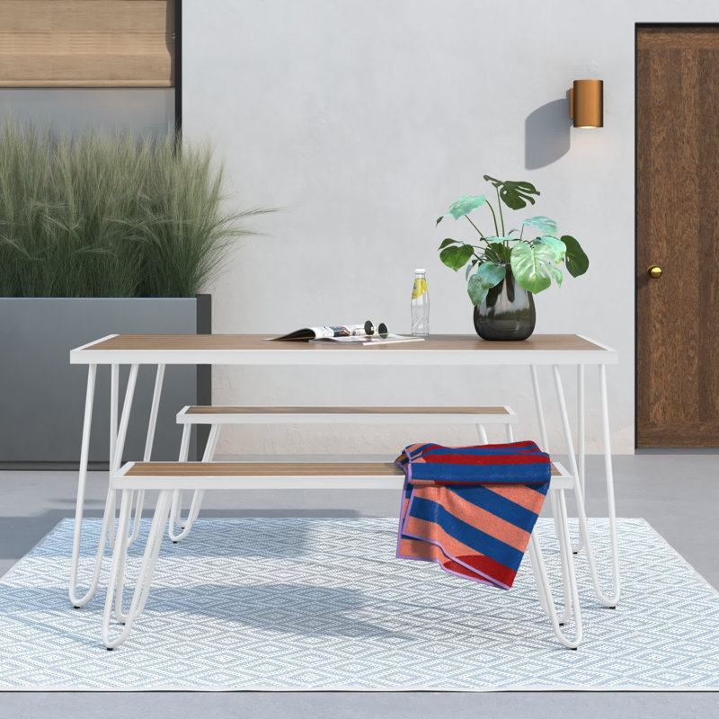 Allie 4 - Person Patio Dining Set with Rectangular Table, White