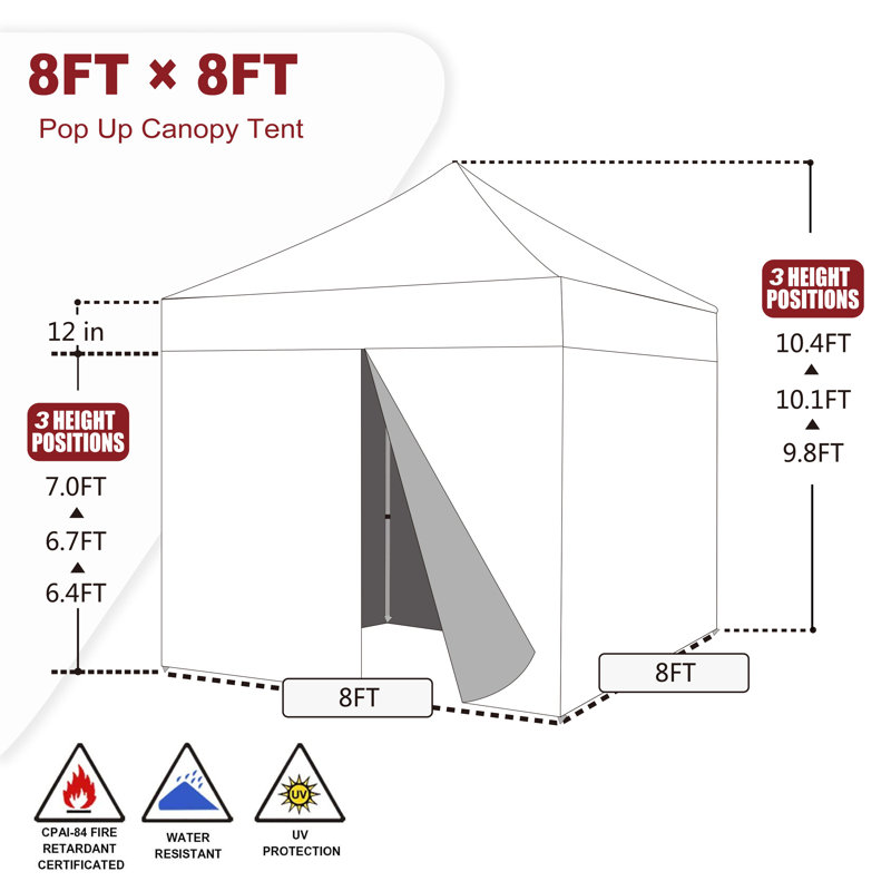 Amber-Lee 96 Ft. W x 180 Ft. D Steel Pop-Up Canopy, Dark Green, 8ft x 8ft