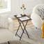 Folding Side Table with Cup Holder, Industrial Side Table for Living Room, Bedroom-359181397