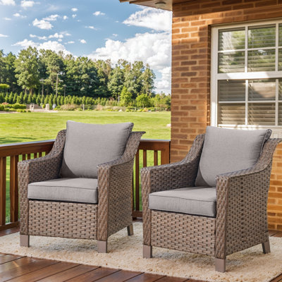 Chaise d'extérieur en osier avec coussins Littlerock (ensemble de 2)