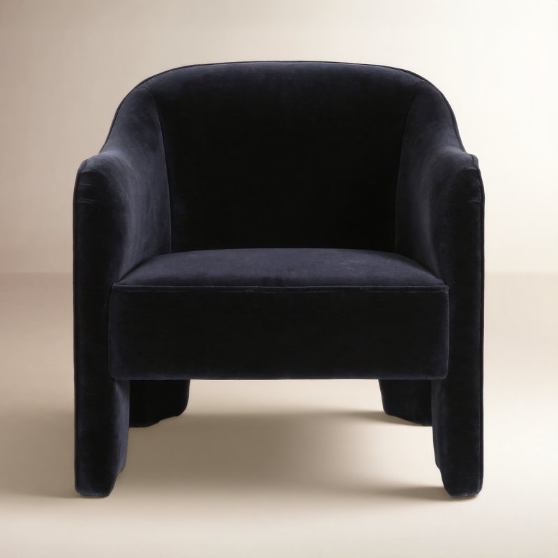 Benagil Ajournee Upholstered Barrel Chair, Monte Navy Velvet
