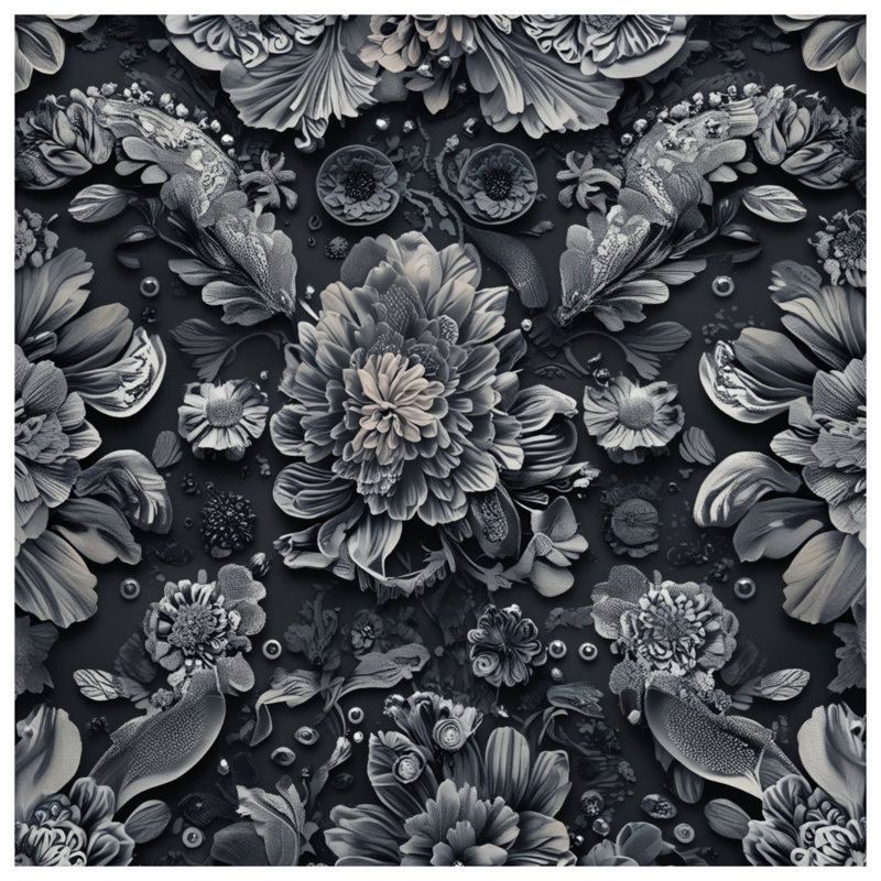 Édredon à arrangement floral monochrome, Simple extra long