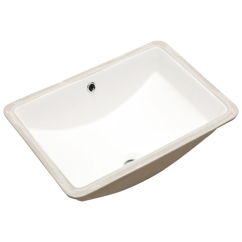 White Ceramic Rectangular Undermount Bathroom Sink - 18.5"X13.5", With Overflow, Modern, Stain For Different Areas Modern Overflow 18.5"X13.5" Undermount, Various Uses