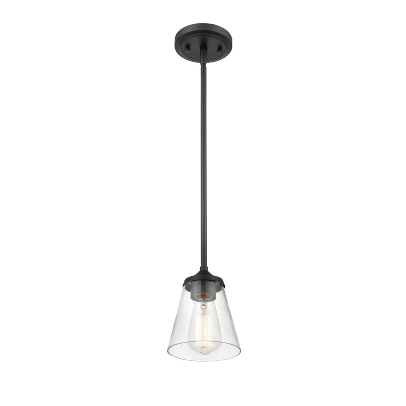 1 lumière 5,5 po Mini-luminaire suspendu en nickel satiné, Noir mat