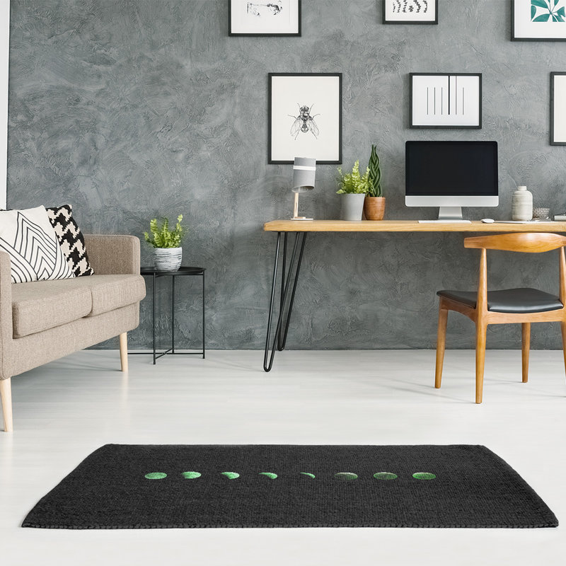 Tapis noir de chenille en phase lune, Rectangle 2 pi x 3 pi