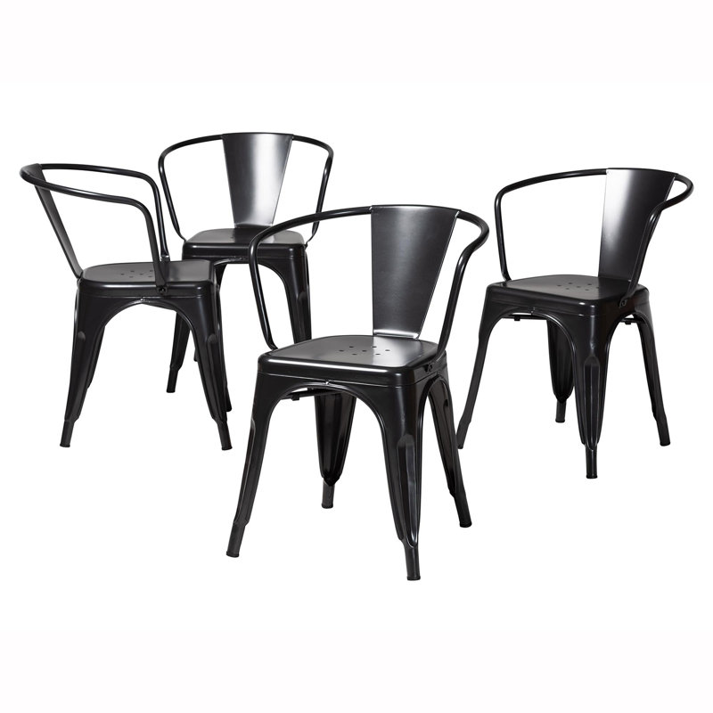 Johb Studio Ryland Modern Industrial Dark Grey Finished Metal Dining Chair, Gray
