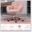 Chaise de bureau avec structure en métal, fausse fourrure, pivotante, hauteur réglable, roulettes