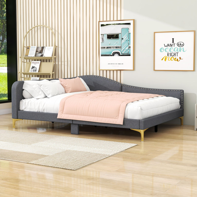 Upholstered Daybed with Elegant Design and Sturdy Frame, Grey, Full