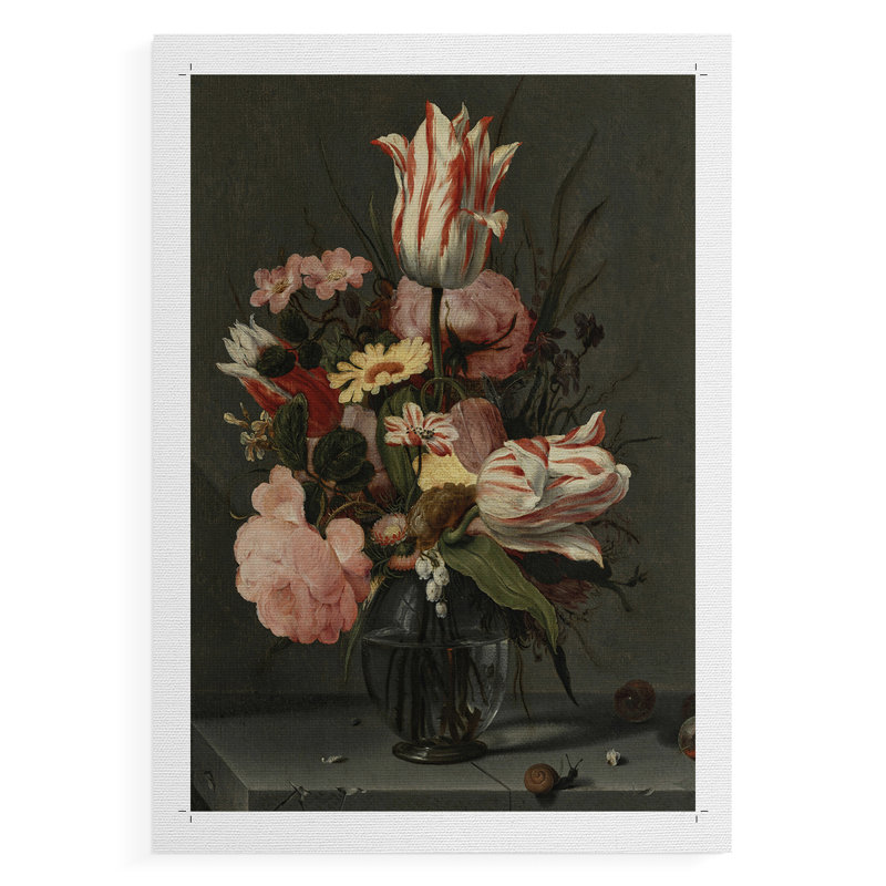 Motif floral rétro CCLI - impression sur toile seulement - non encadrée, H 18 po x l 12 po