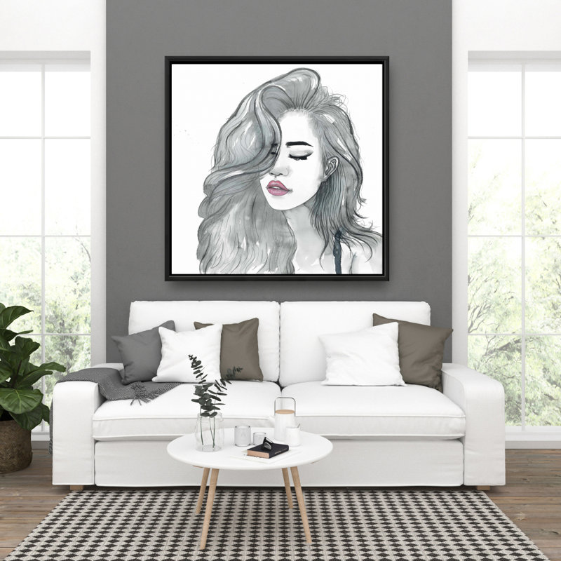 «Beautiful femelle cheveux» sur toile, H 36 po x l 36 po