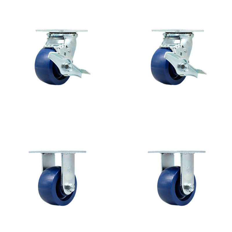 4 Piece Polyurethane Caster Set with Ball Bearings