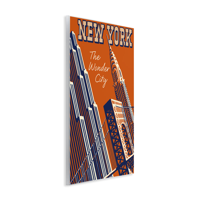 Plaque murale New York The Wonder City, design par Marcus Jules, H 15 po x l 10 po