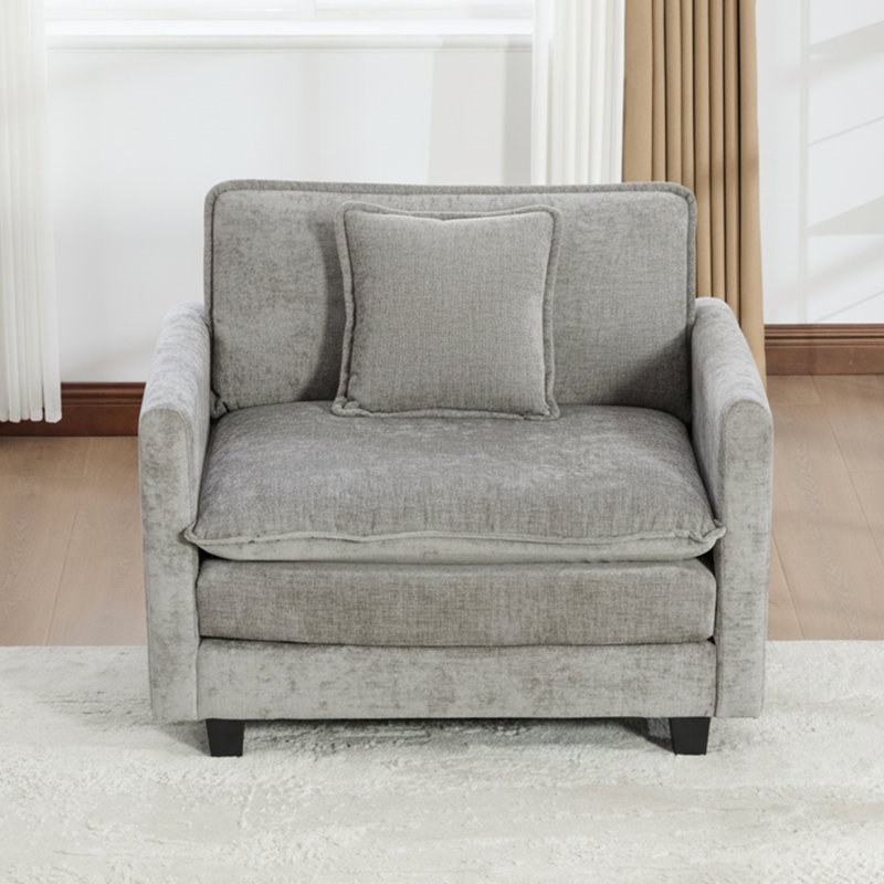 Schmucker 42'' W Oversized Accent Chair, Deep Seat Chenille Cloud Sofa Chair, Gray