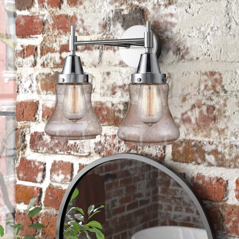 Éclairage pour meuble-lavabo à 2 lumières à intensité variable Gayle, Grainé, Ampoule DEL rétro 4 watts, Chrome poli