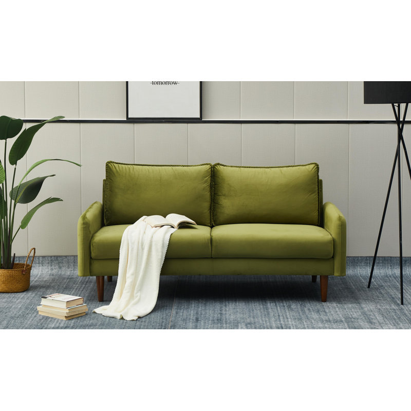 Azelin 70" Round Arm Sofa, Army Green