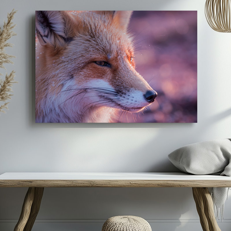 Toile, "Gros plan, portrait d'un renard avec un art mural rêveur", H 11 po x l 14 po