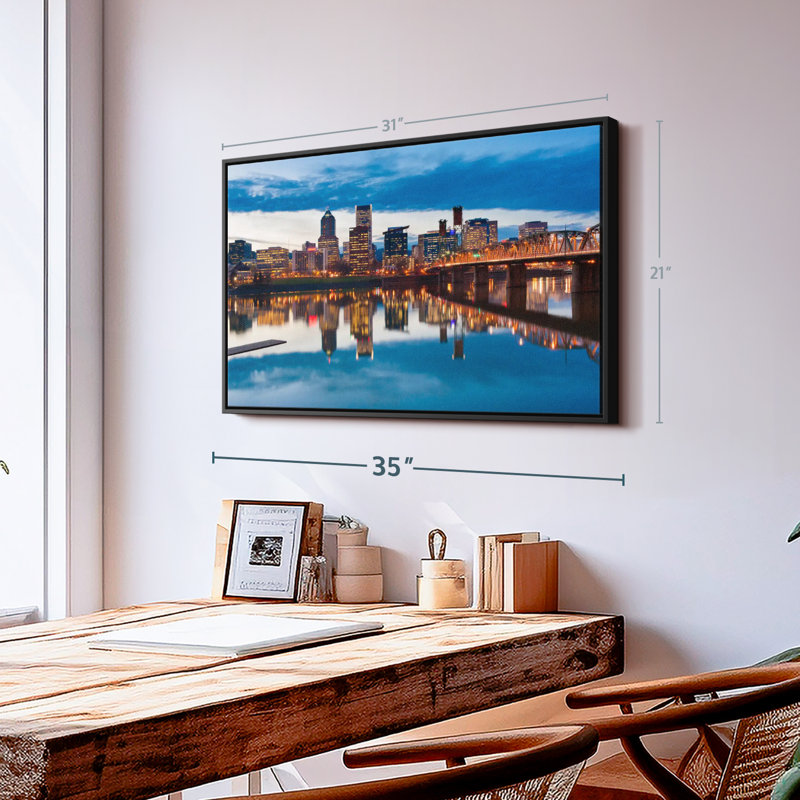 «Willamette River In Portland», reproduction sur toile, H 21 po x l 31 po