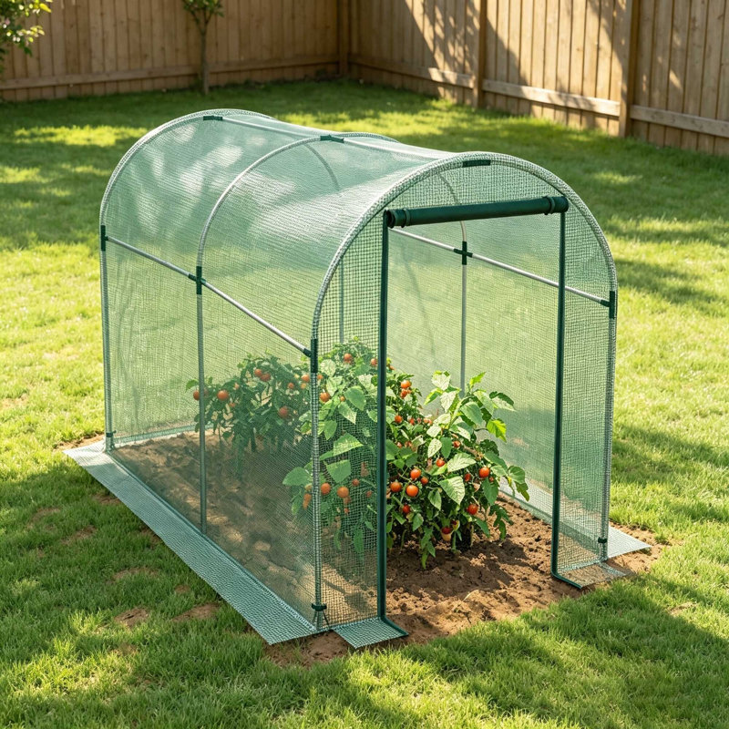 Walk-In Galvanised Steel Fruit Cage with Zipped Door, 120 x 240 x 188cm，Black, Green