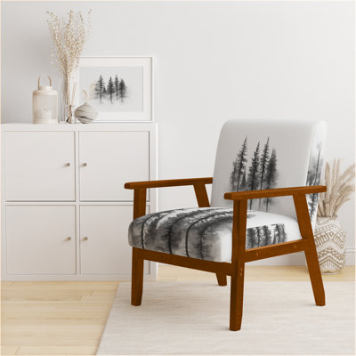 Chaise rembourrée Forest - Forêt monochrome - Chaise Foggy Pines I grise et blanche