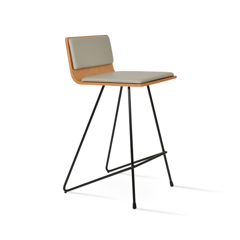 Tabouret de bar et de comptoir Corona, Tabouret de bar (siège d'une hauteur de 29 po), Gris clair, Noir/naturel